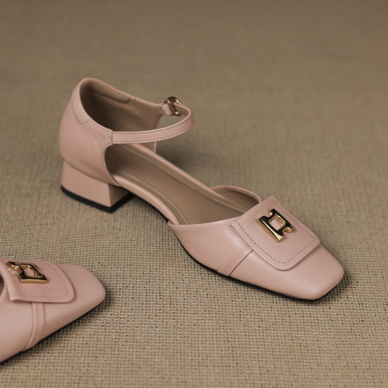 Elvane Buckle Leather Mary-Janes
