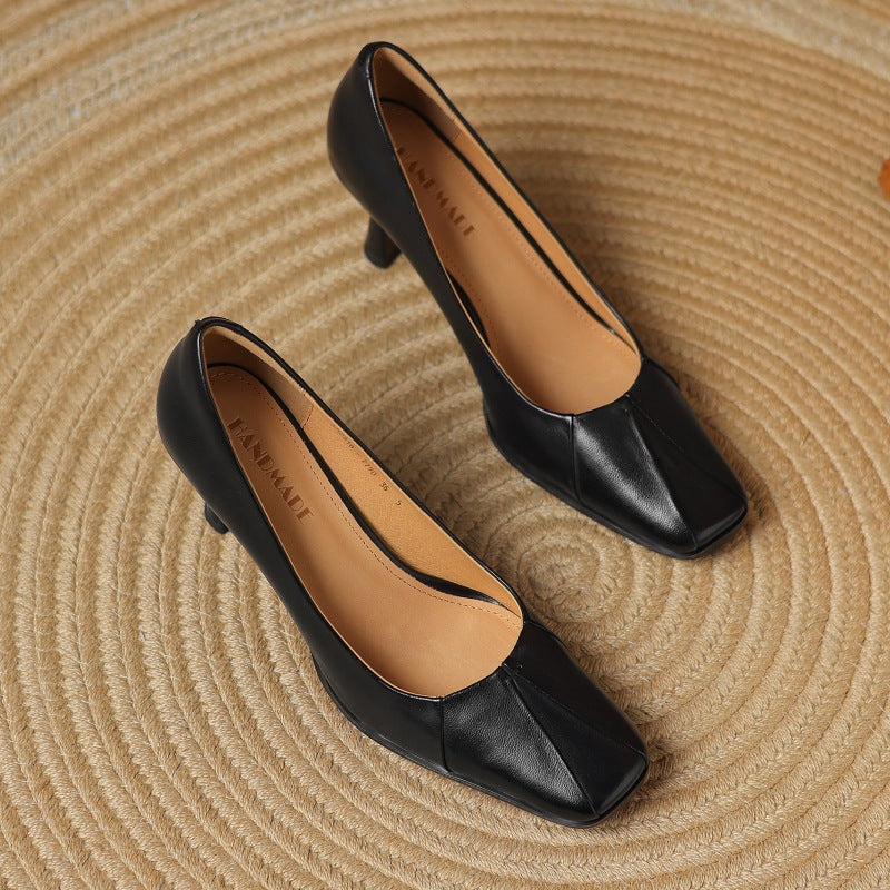 Marisol Leather Square-Toe Pumps
