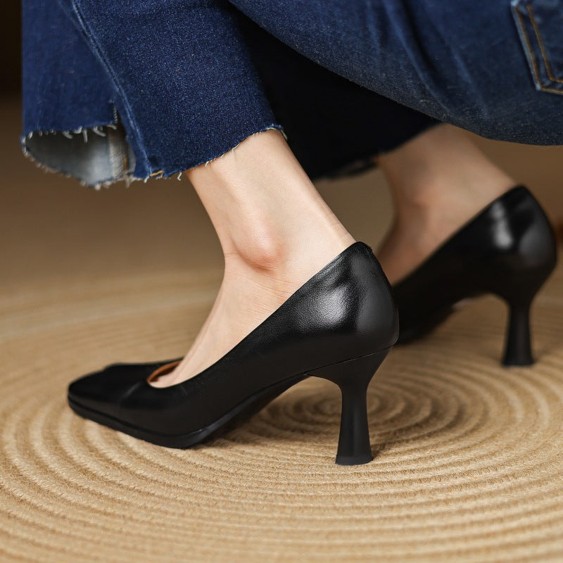 Marisol Leather Square-Toe Pumps