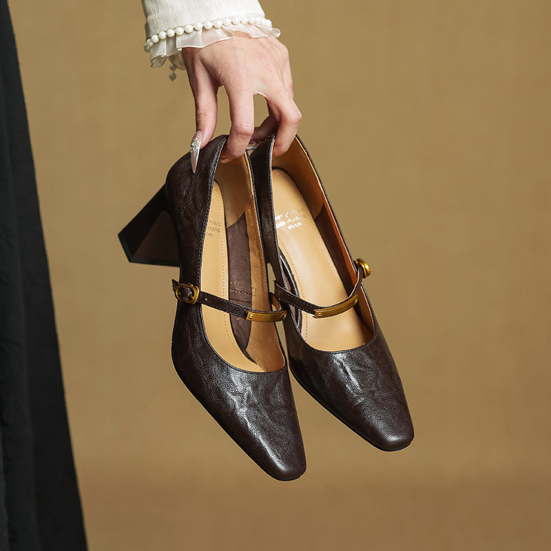 Marleon Leather Strap Pumps