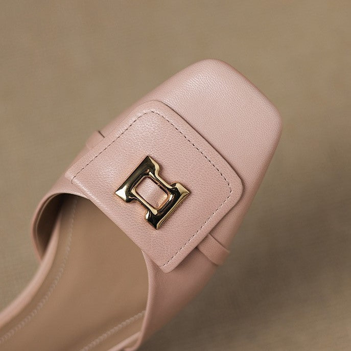 Elvane Buckle Leather Mary-Janes