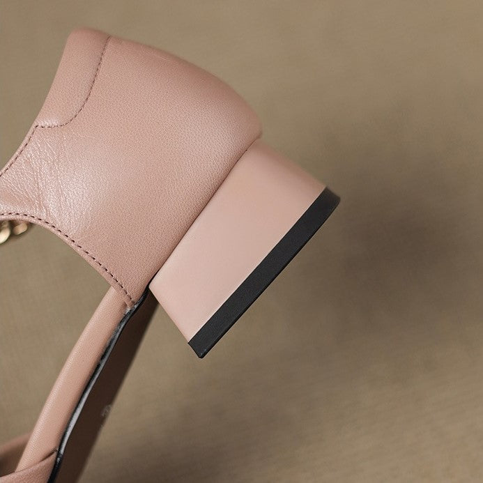 Elvane Buckle Leather Mary-Janes