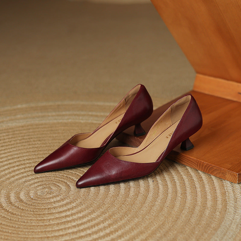 Ceyra Leather Kitten Heels