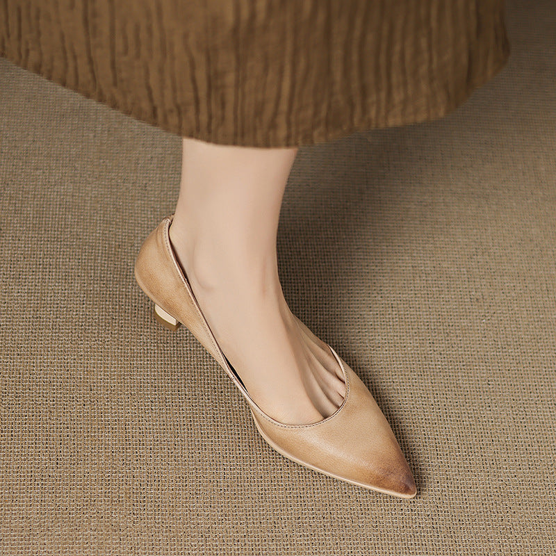 Calenne Leather Kitten Heels Cognac