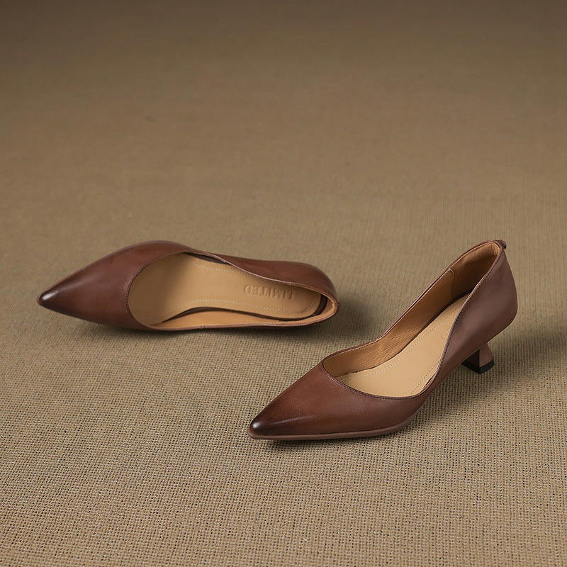 Calenne Leather Kitten Heels Onyx Black