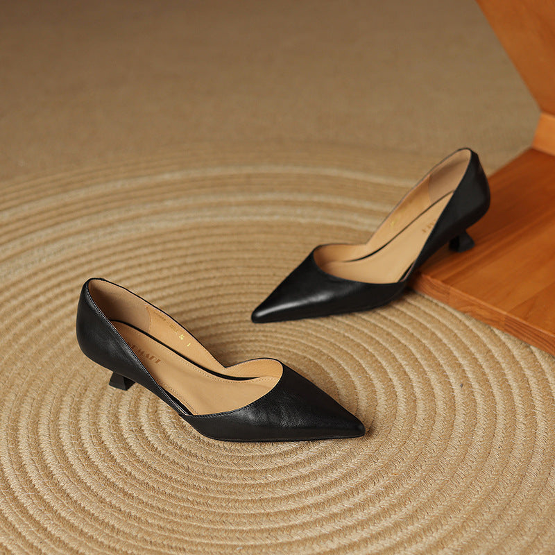 Ceyra Leather Kitten Heels