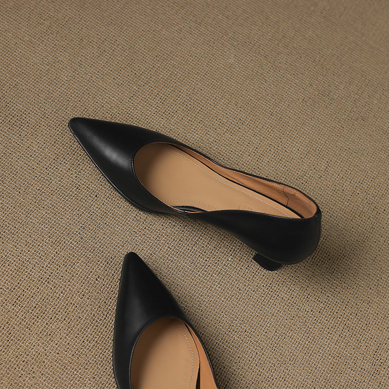 Calenne Leather Kitten Heels Onyx Black