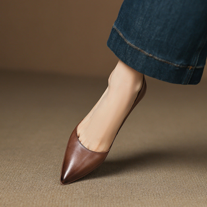 Calenne Leather Kitten Heels Cognac