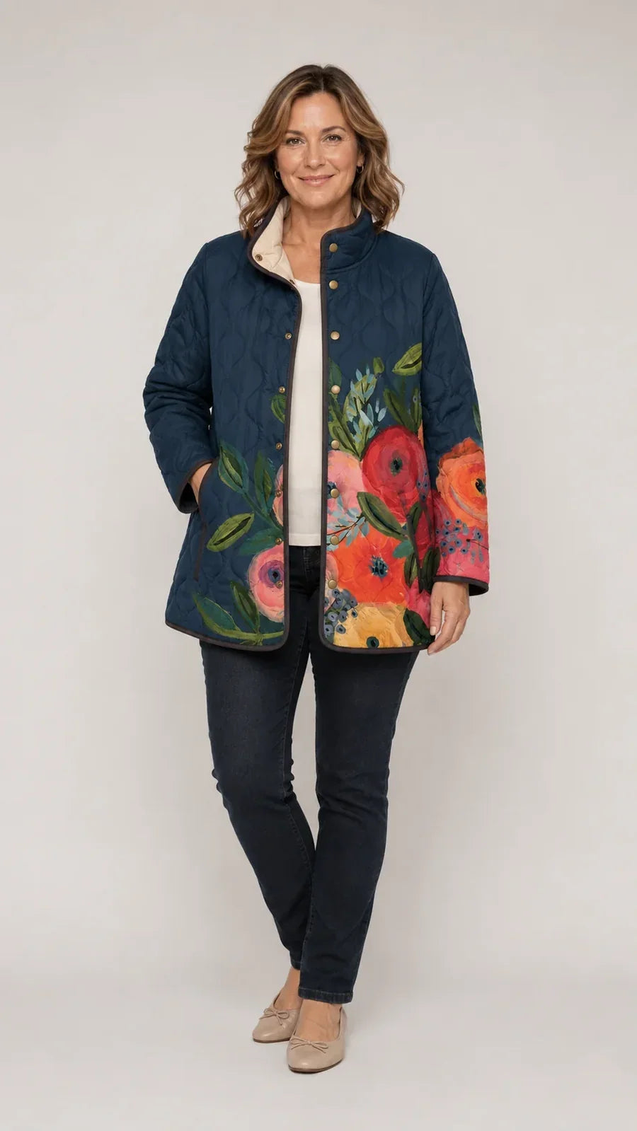 Amaya Vintage Floral Print Quilted Jacket