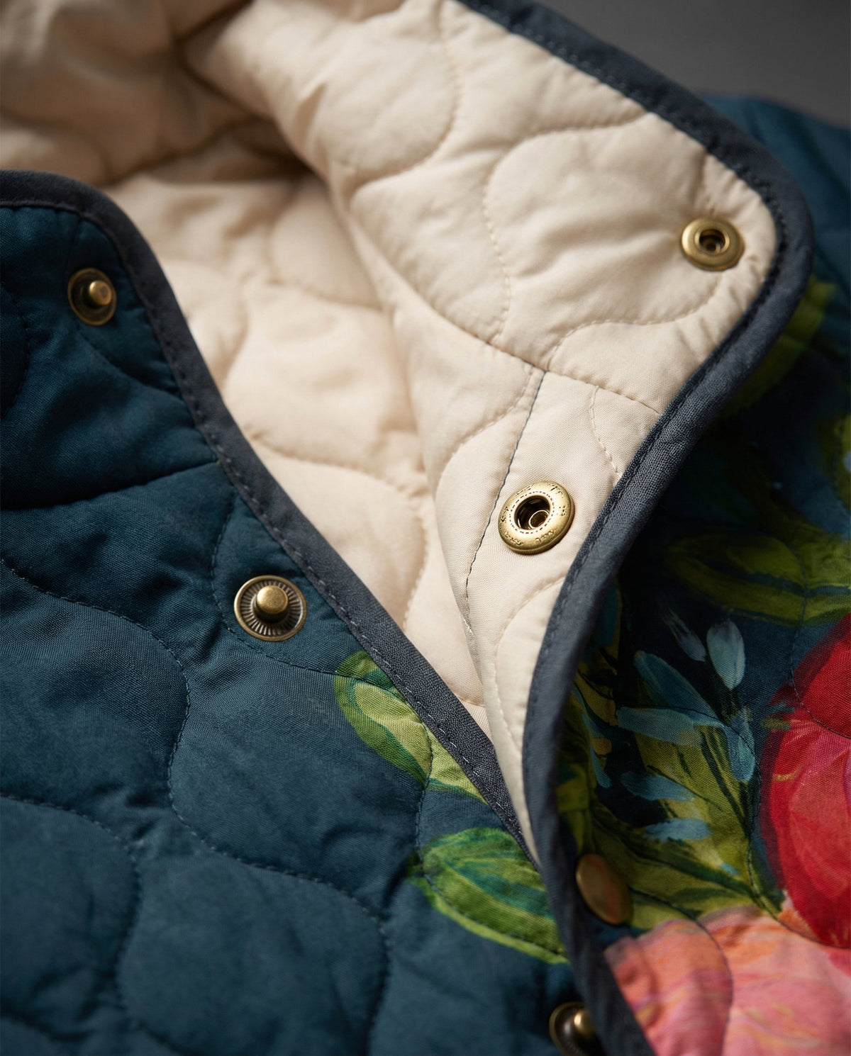 Amaya Vintage Floral Print Quilted Jacket